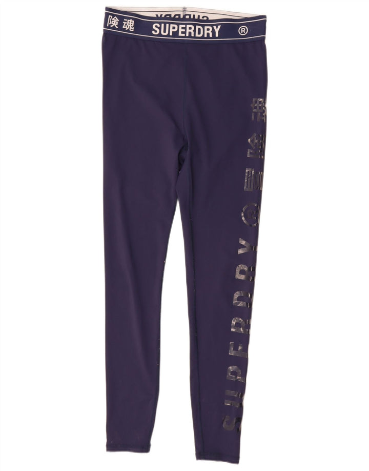 Leggings grafici da donna Superdry UK 12 poliestere medio blu navy