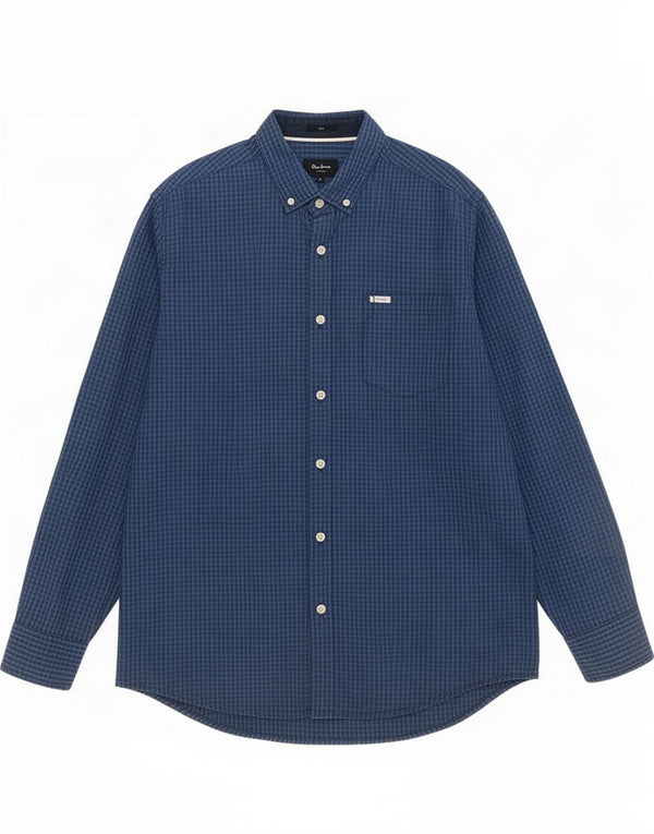 Camicia slim da uomo PEPE Jeans XL in cotone a quadri blu