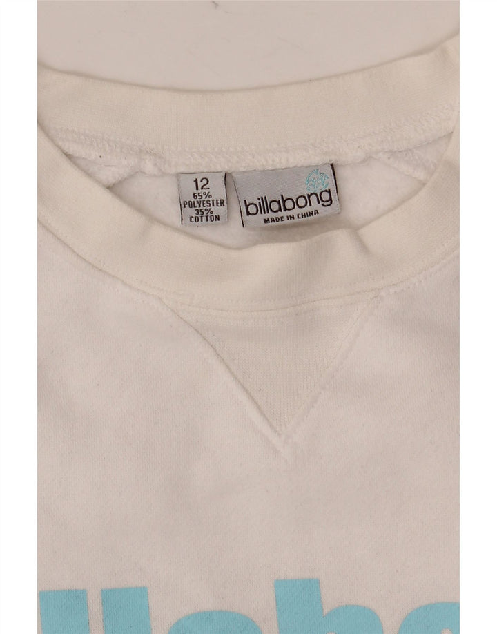 BILLABONG Felpa con grafica da donna Maglione UK 12 Poliestere bianco medio