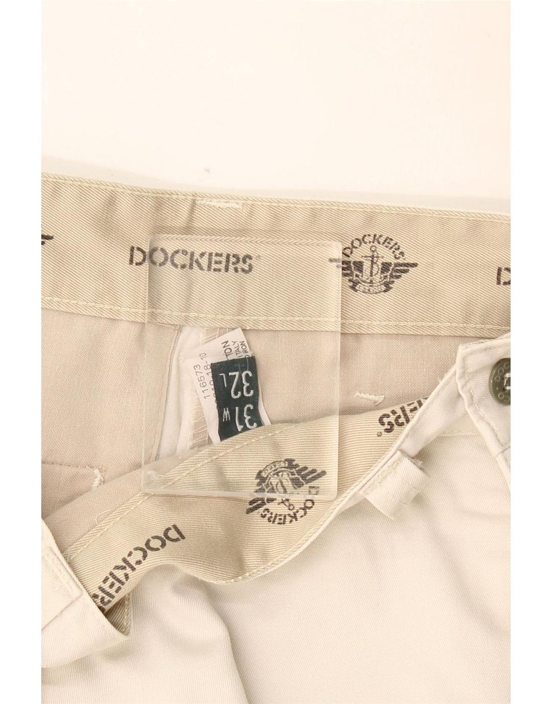 DOCKERS Pantaloni chino dritti kaki da uomo W31 L32 in cotone beige