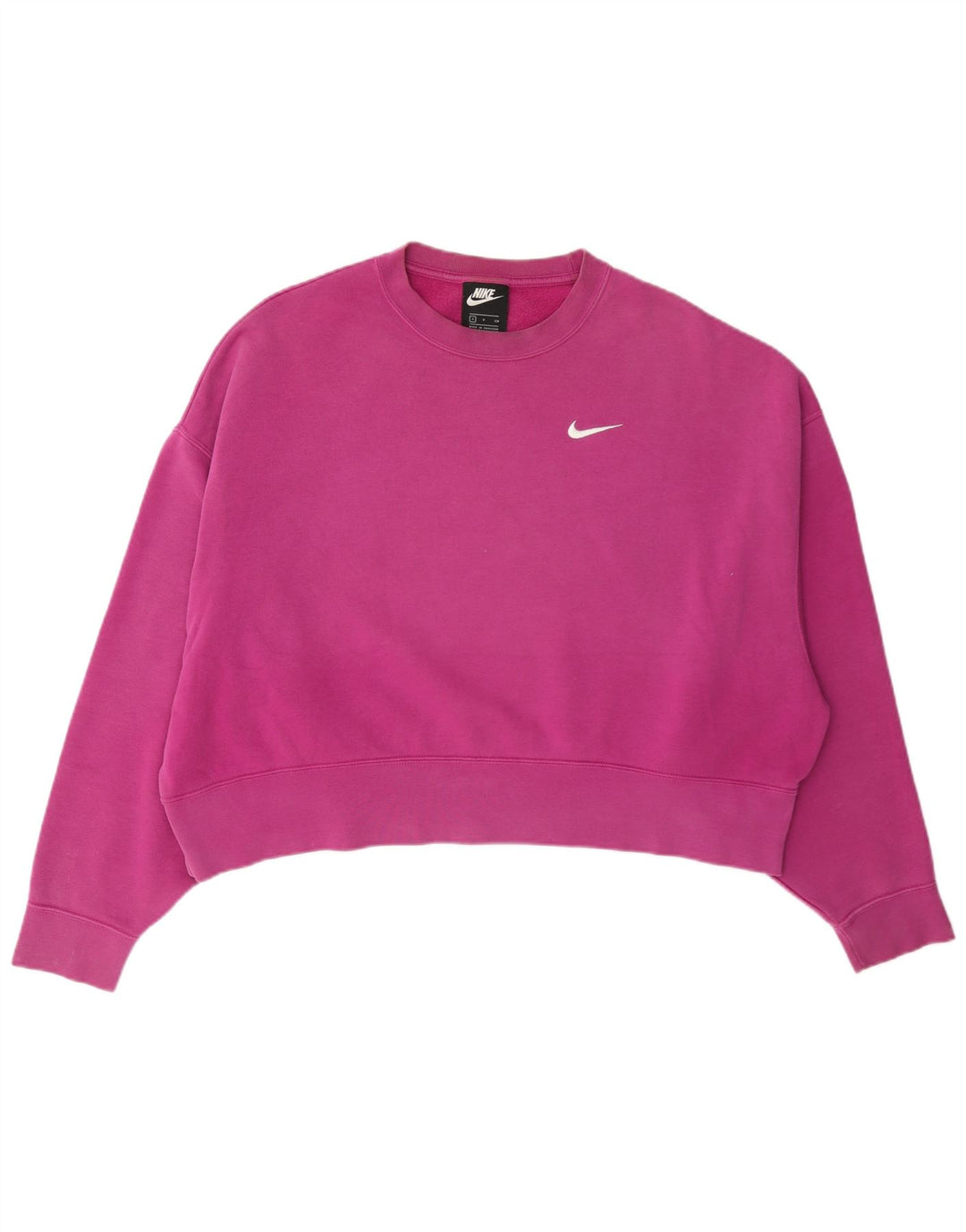 Felpa corta oversize da donna Nike, maglione UK 10, piccolo cotone rosa