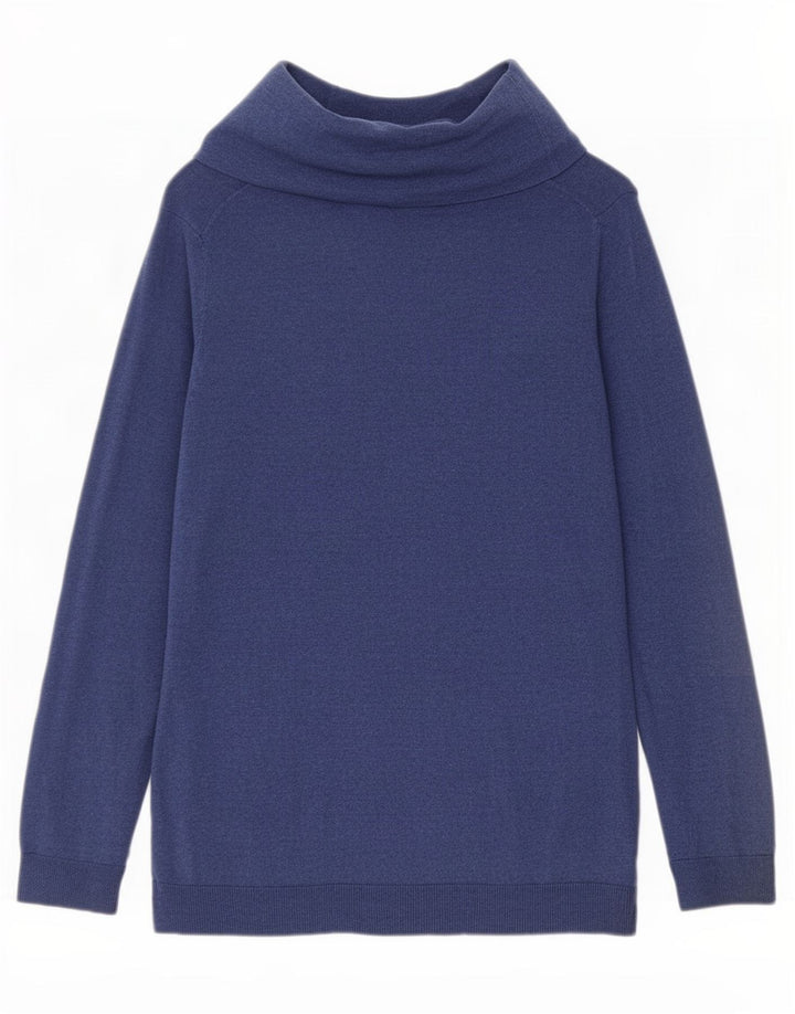 Maglione maglione da donna a collo alto Massimo Dutti UK 12 Seta blu medio
