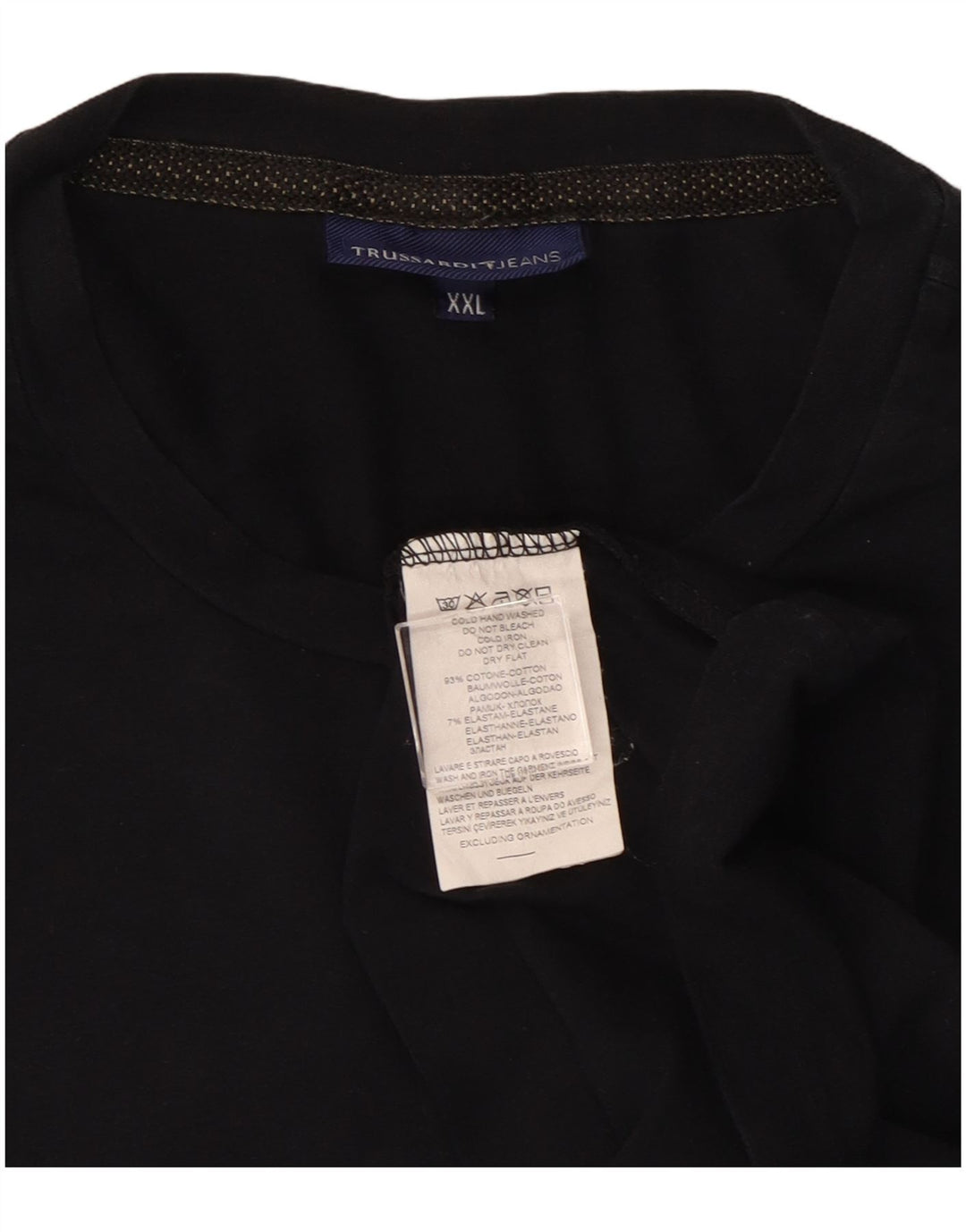 TRUSSARDI JEANS Top Uomo Manica Lunga 2XL Cotone Nero