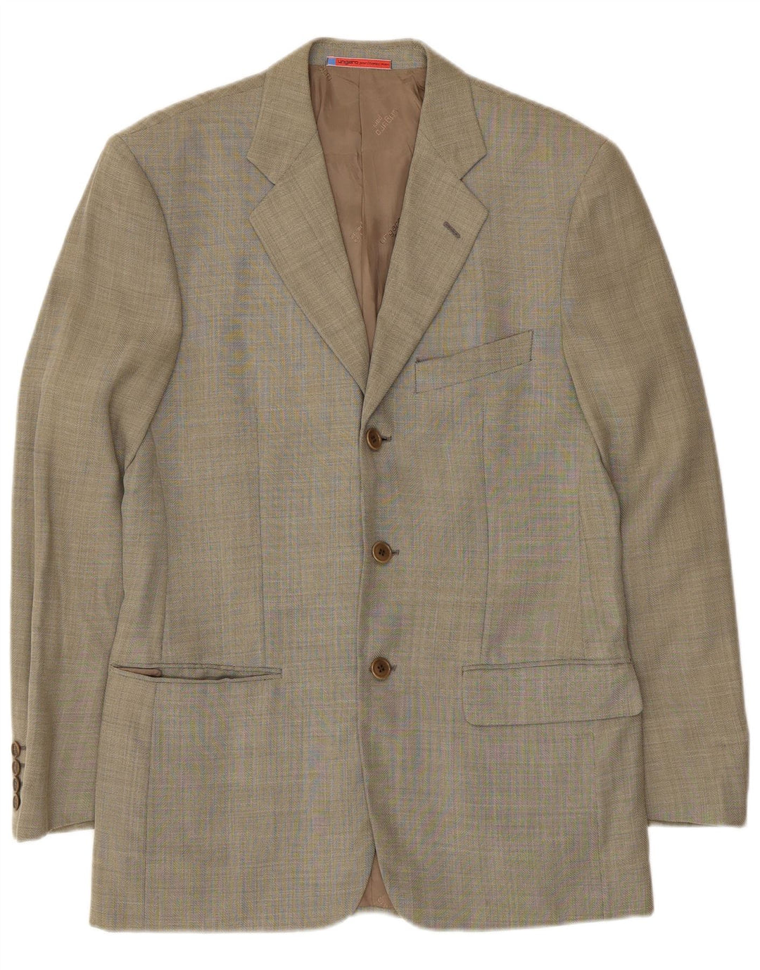 Giacca blazer da uomo a 3 bottoni UNGARO IT 46 piccola in lana kaki