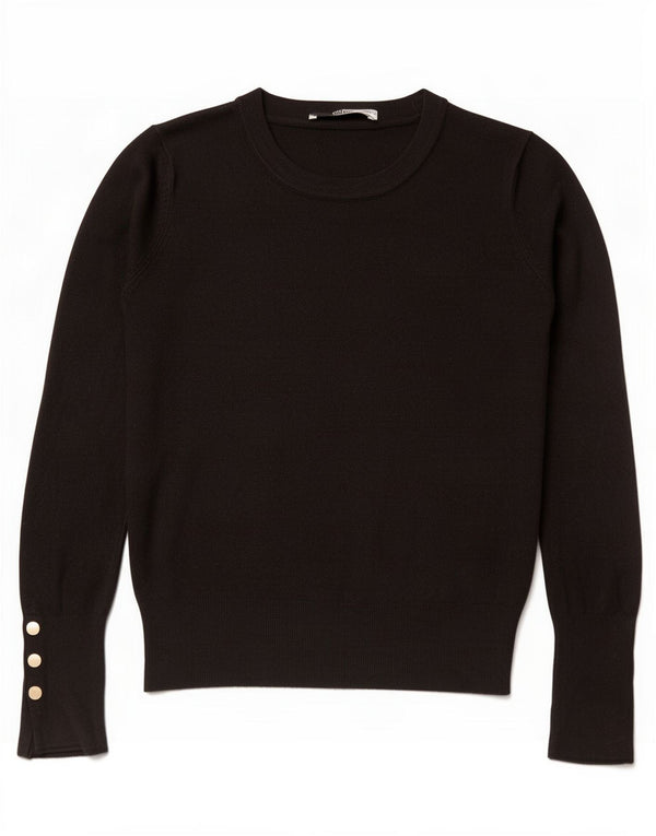 Maglione corto girocollo da donna Zara UK 10 piccolo nero