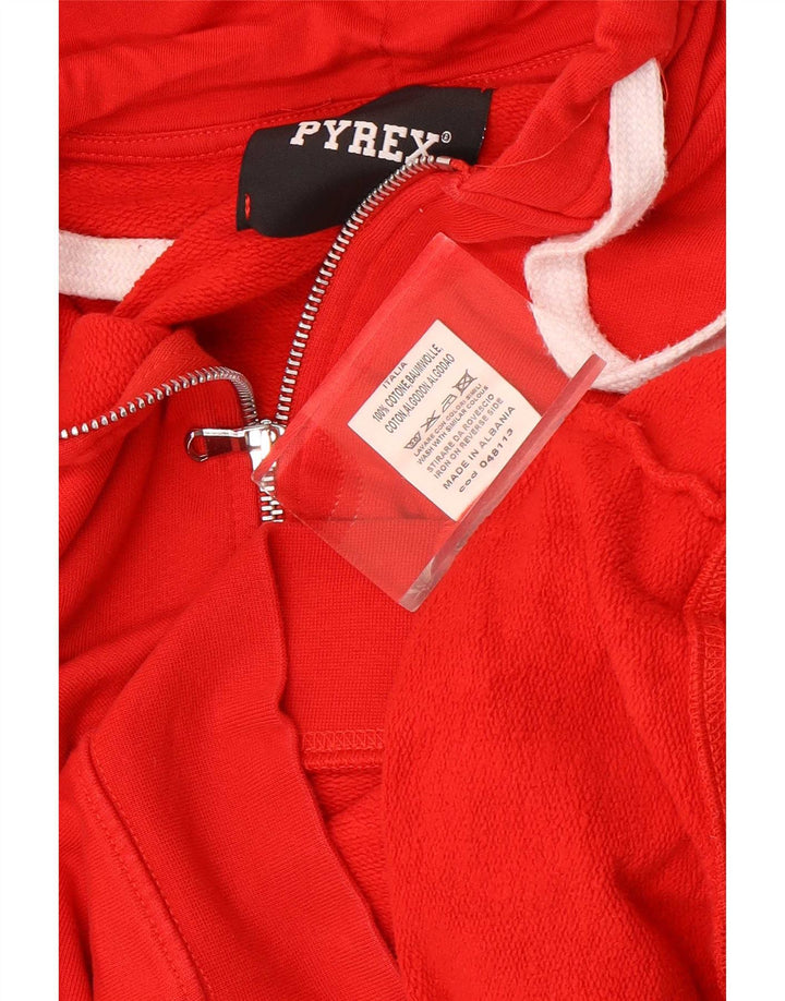 Pyrex Felpa con cappuccio con zip grafica da donna UK 14 Cotone rosso medio