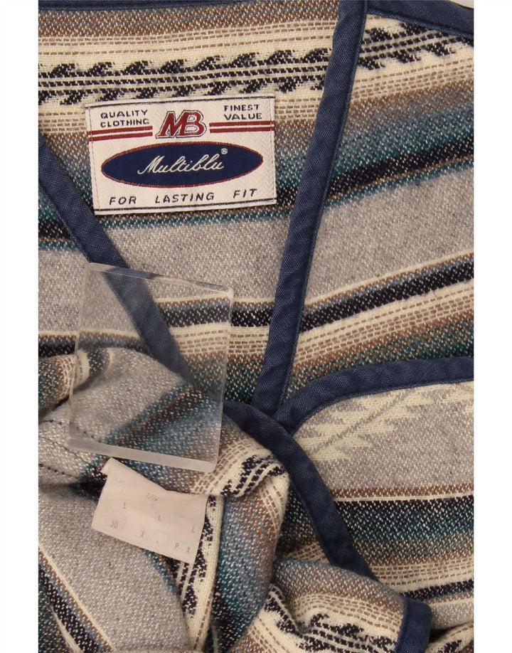 Gilet Uomo Multiblu Lana Rigata Grande Blu