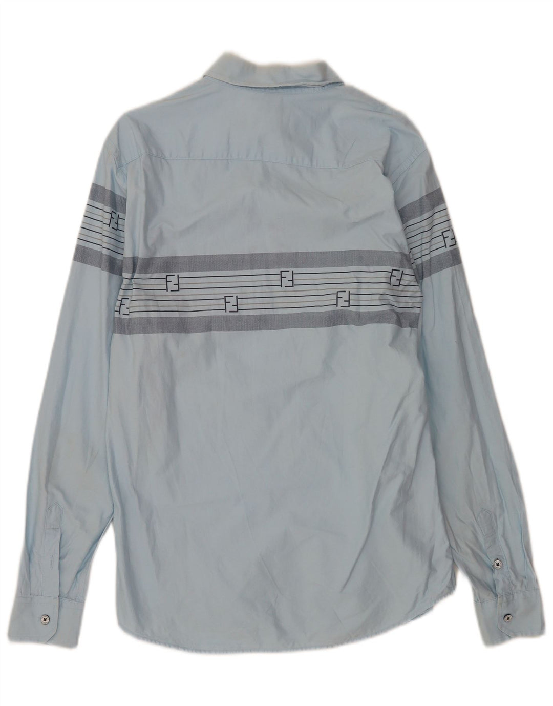 Camicia da uomo Faconnable in cotone a righe grandi blu