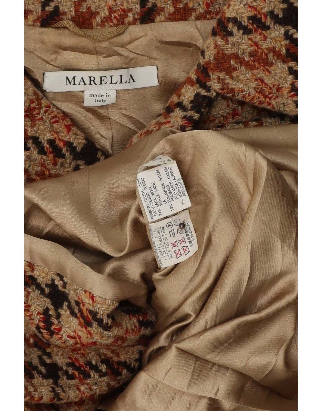 Giacca blazer da donna Marella UK 12 Pied de poule marrone medio classico