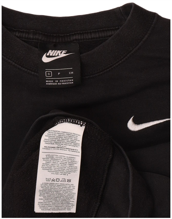 Felpa corta oversize da donna Nike, maglione UK 10, piccola, cotone nero