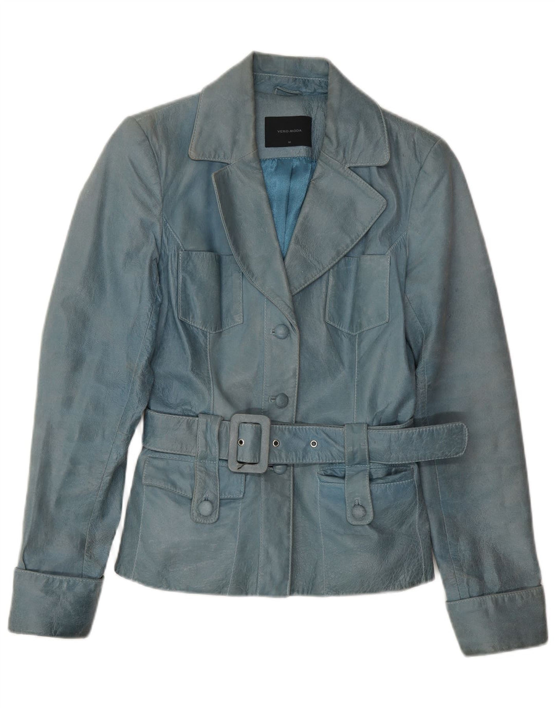 Giacca in pelle da donna VINTAGE UK 12 Blu medio