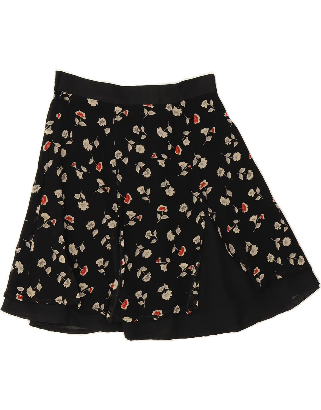 LYBIDO Womens A-Line Skirt IT 42 Medium W26 Black Floral Polyester Vintage Lybido and Second-Hand Lybido from Messina Hembry 