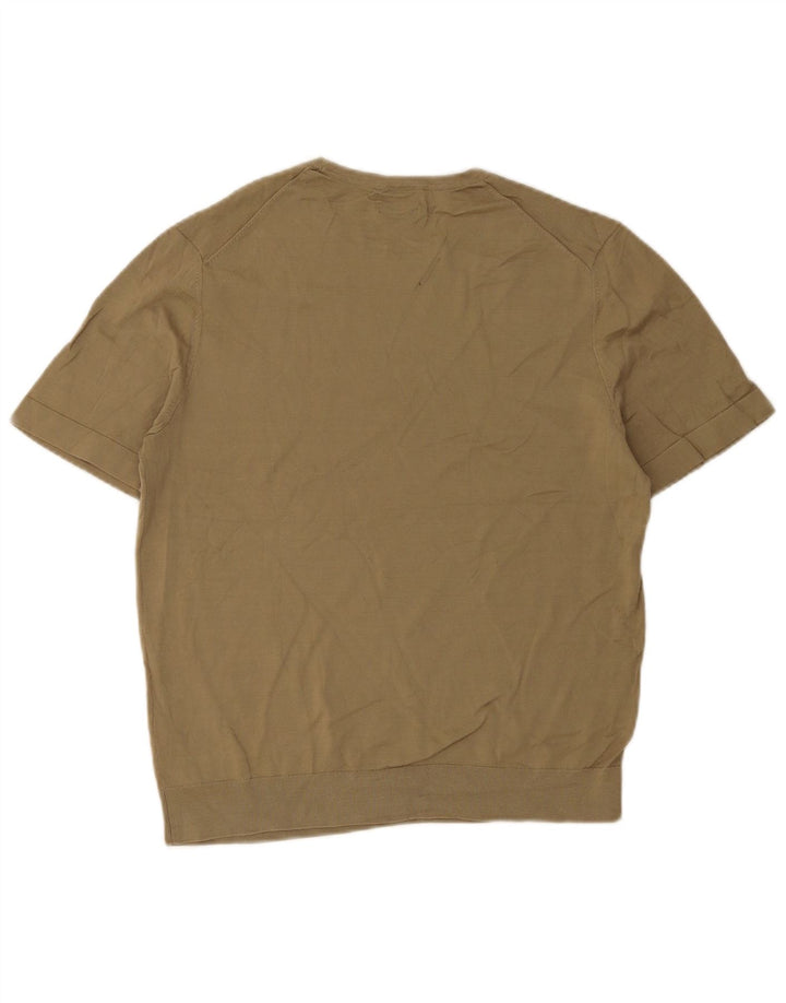 Massimo Dutti Mens T-Shirt Top Medium Khaki Cotton