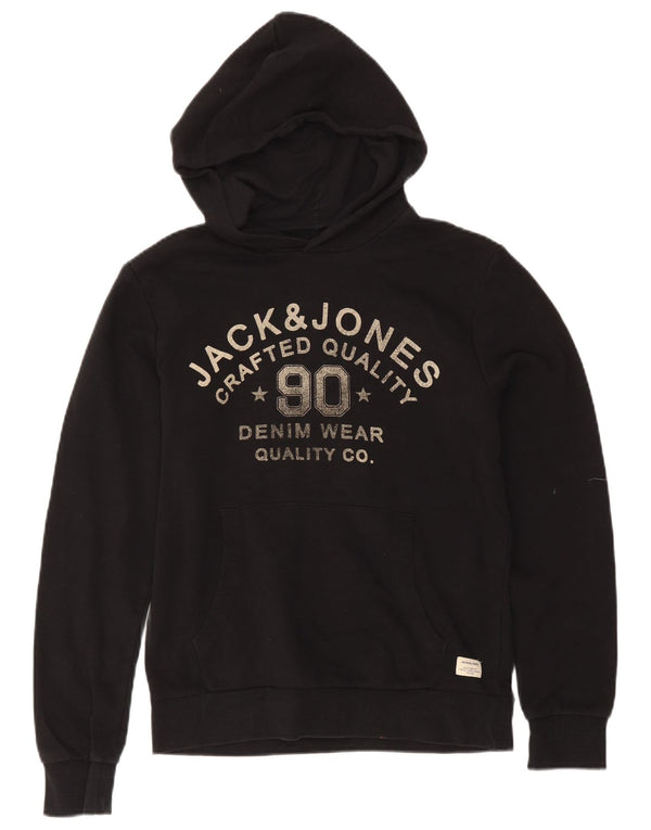 Felpa con cappuccio grafica da uomo Jack & Jones XS in cotone nero