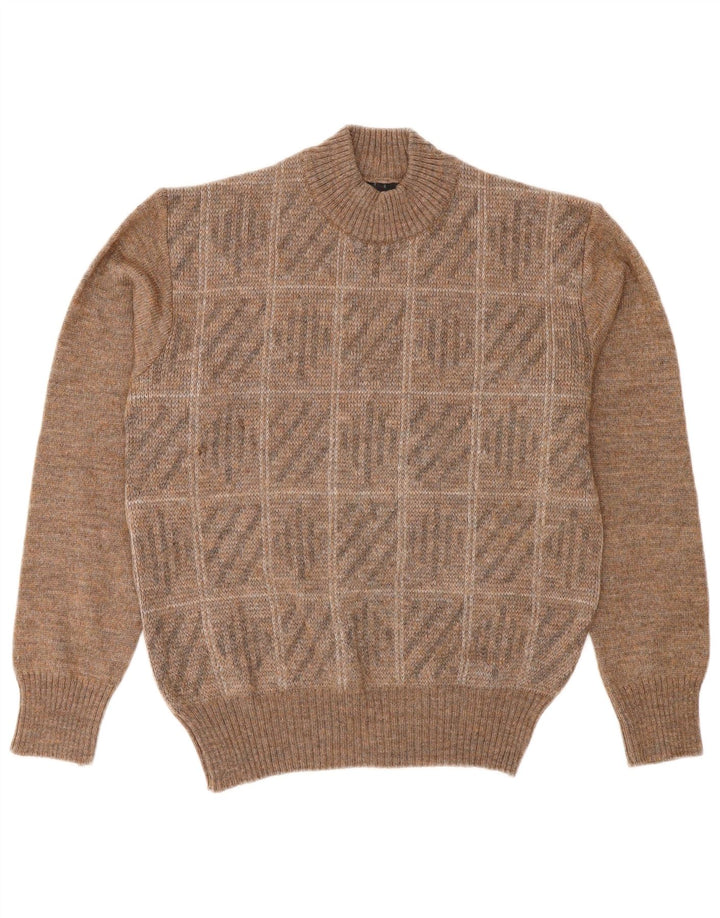 Rinaldi Maglione da uomo geometrico maglione marrone medio geometrico classico