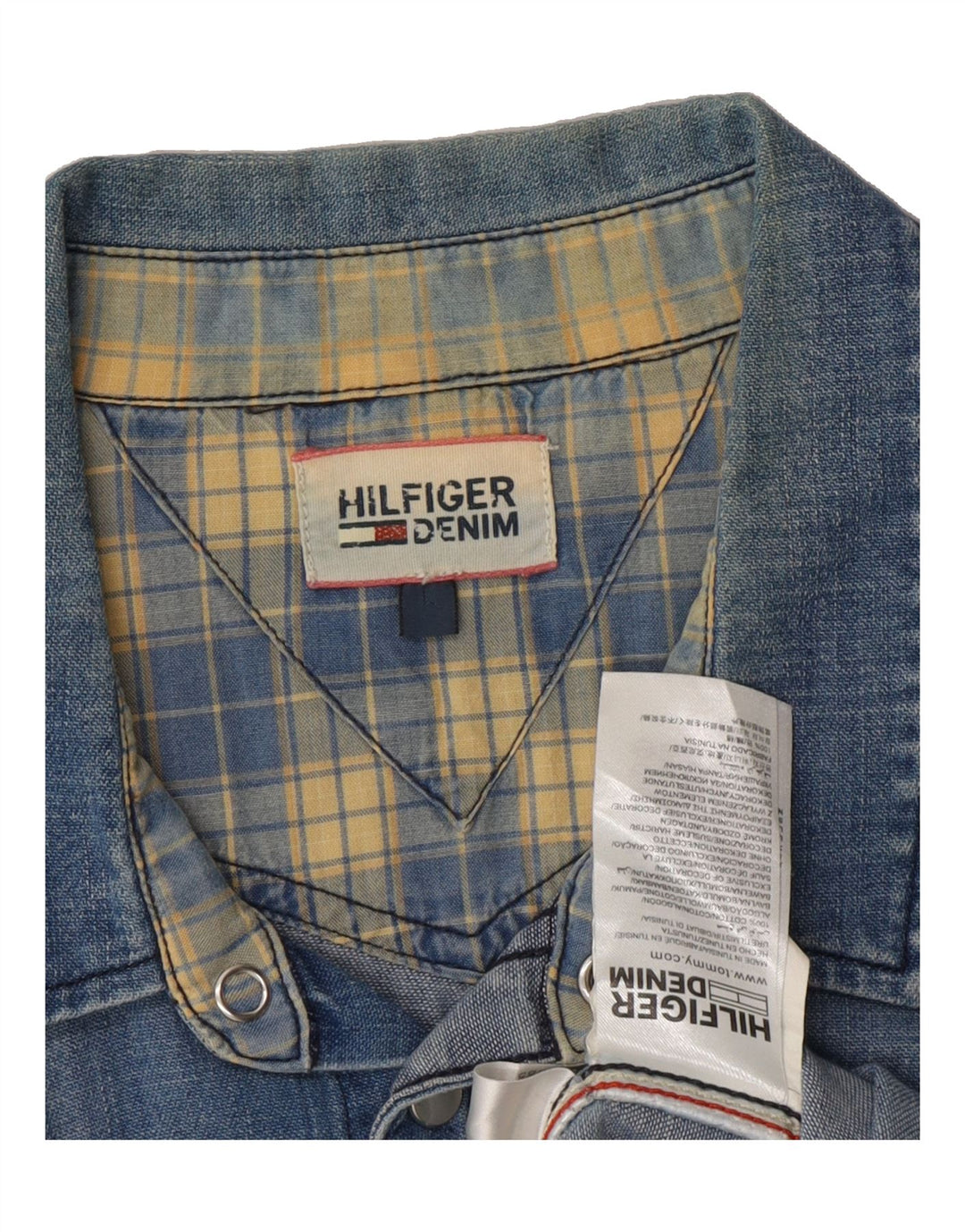 TOMMY HILFIGER Mens Denim Shirt Medium Blue Cotton Vintage Tommy Hilfiger and Second-Hand Tommy Hilfiger from Messina Hembry 