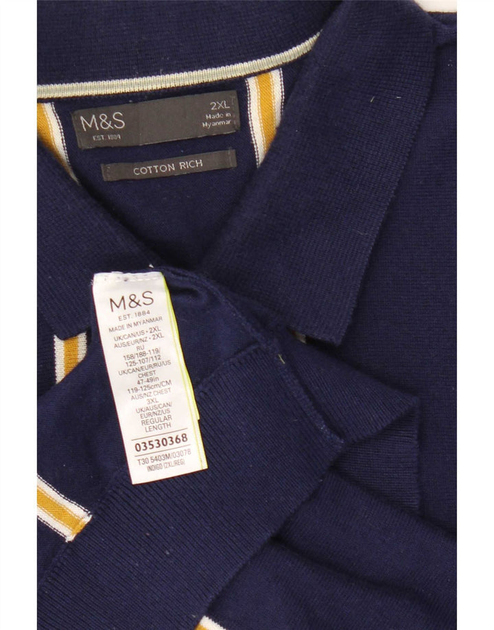 Maglione maglione da uomo Marks & Spencer con collo alto 2XL a righe blu navy