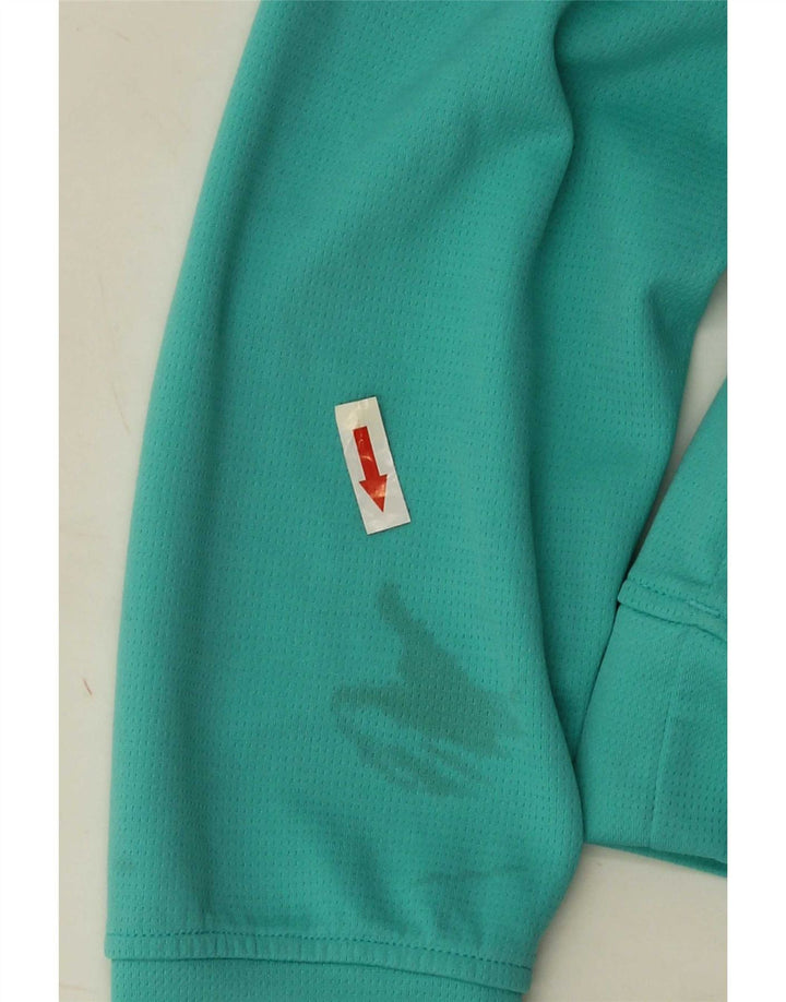 Adidas Uomo Zip Neck Pullover Tuta Top Medio Turchese Poliestere