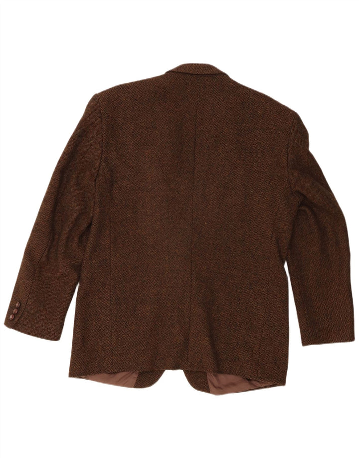 Giacca blazer da uomo a 2 bottoni Yves Gerard IT 52 XL Lana nuova a spina di pesce marrone