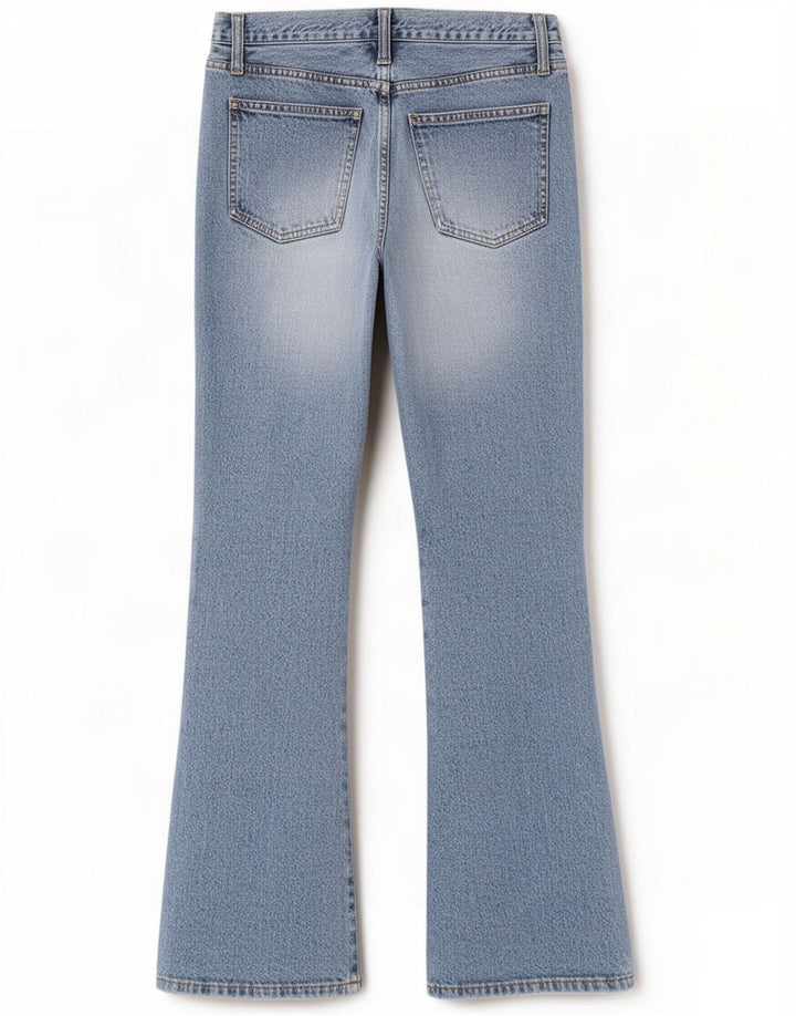Benetton Jeans svasati da donna IT 42 Medio W32 L30 Blu Cotone