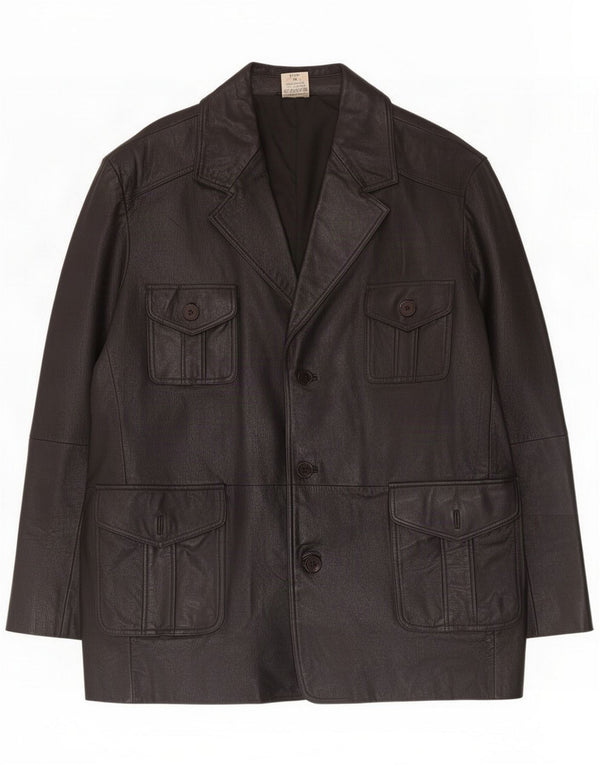 Giacca in pelle vintage da uomo UK 42 XL Nera