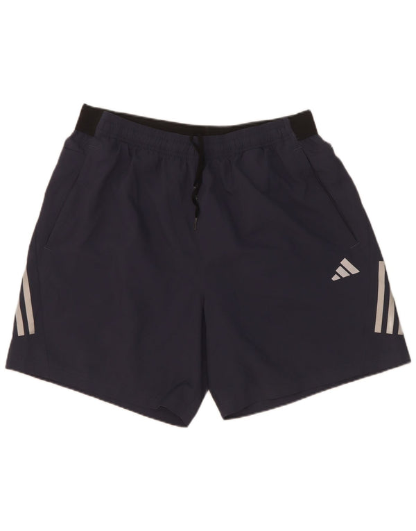 Pantaloncini sportivi Adidas da uomo con vestibilità regolare, grandi, in poliestere color block blu navy