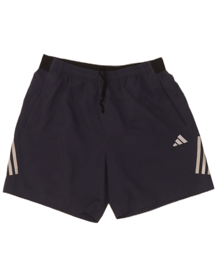 Pantaloncini sportivi Adidas da uomo con vestibilità regolare, grandi, in poliestere color block blu navy
