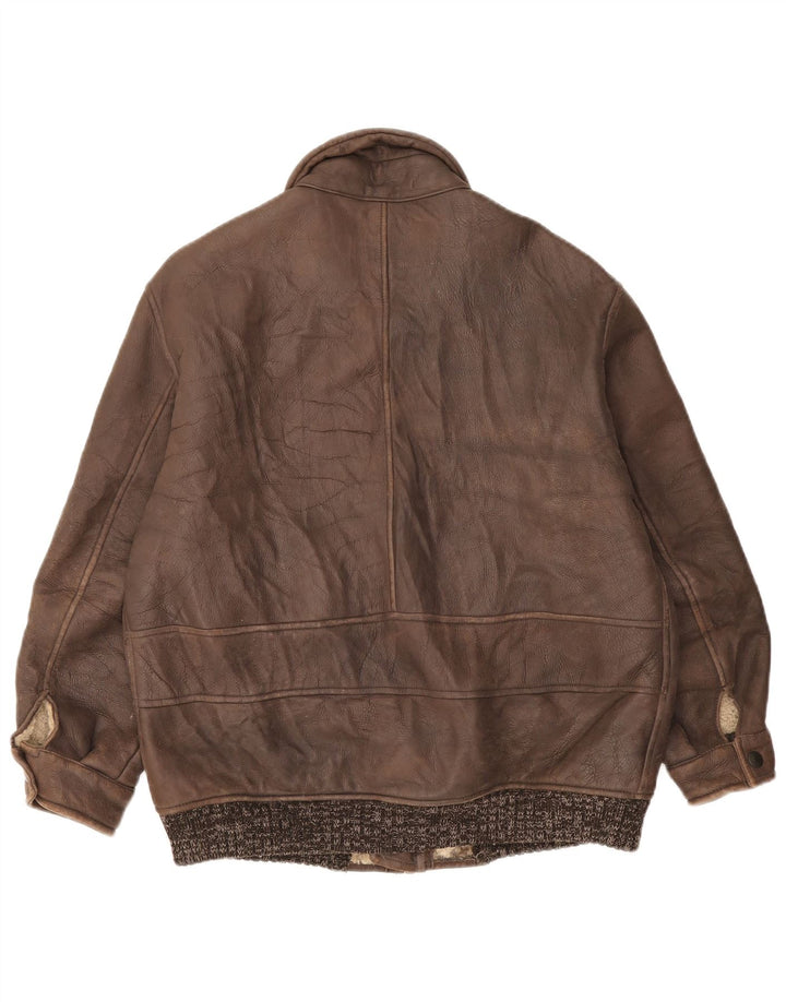 Giubbotto shearling vintage da uomo IT 52 XL marrone screziato