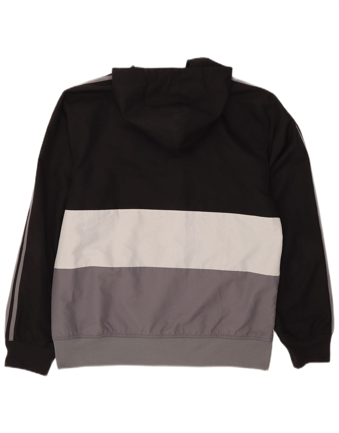Giacca da ginnastica da uomo con cappuccio Adidas, giacca media in poliestere color block nero