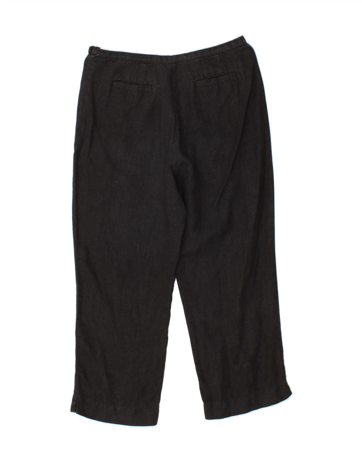 BODEN Womens Cropped Trousers UK 12 Medium  W28 L24  Black Linen Vintage Boden and Second-Hand Boden from Messina Hembry 