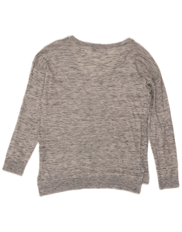 Maglione maglione con scollo a V da donna Marks & Spencer UK 8 piccolo grigio screziato