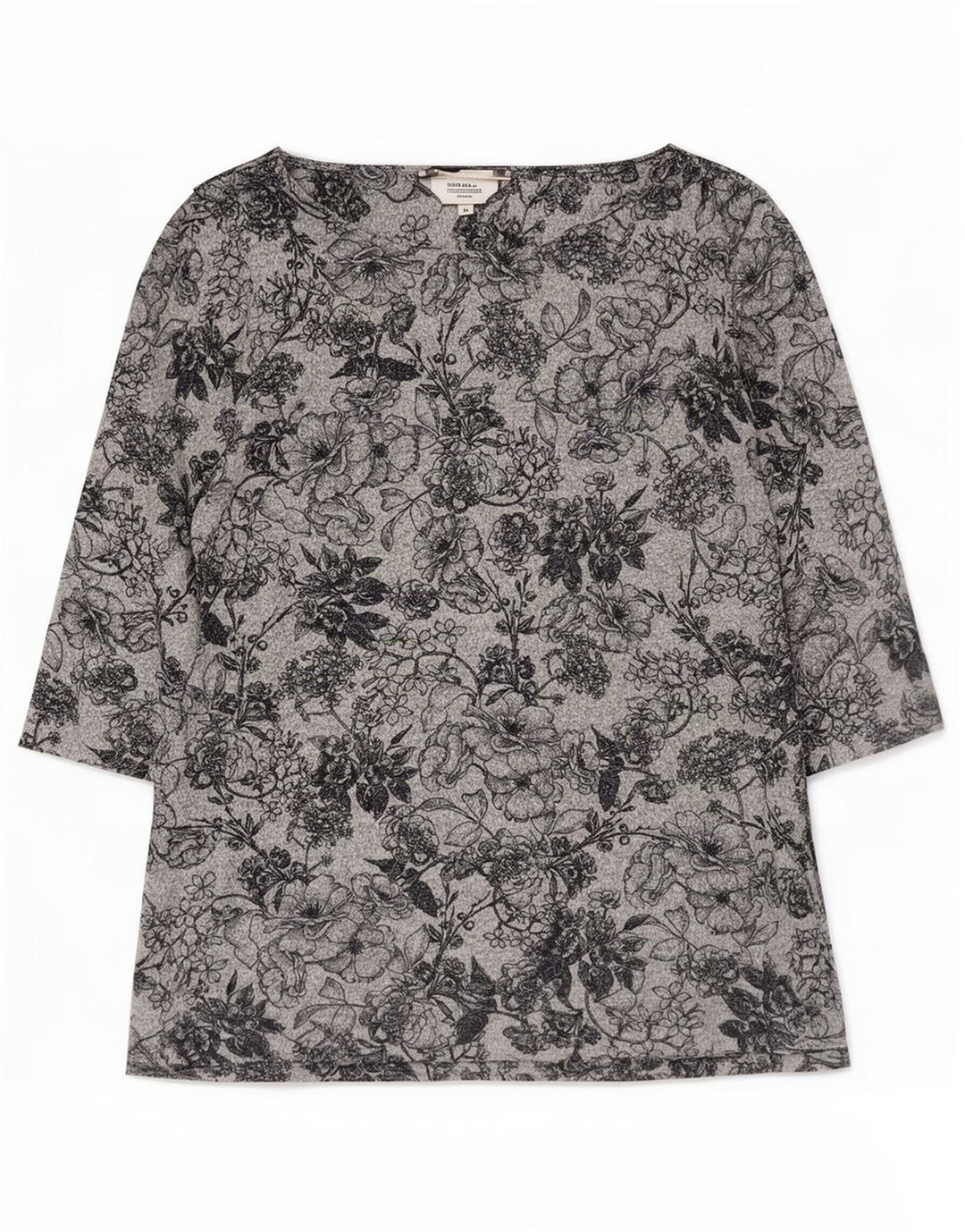 Marks & Spencer Top da donna manica 3/4 UK 16 grande poliestere floreale grigio