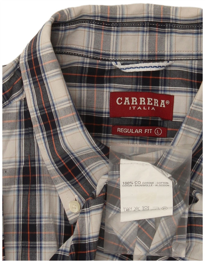 Carrera Camicia da uomo a maniche corte con vestibilità regolare, grande motivo a quadri multicolore