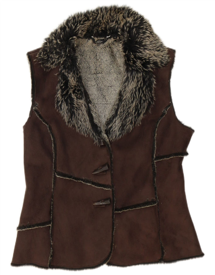 Gilet Sherpa da donna Debenhams UK 12 Poliestere marrone medio