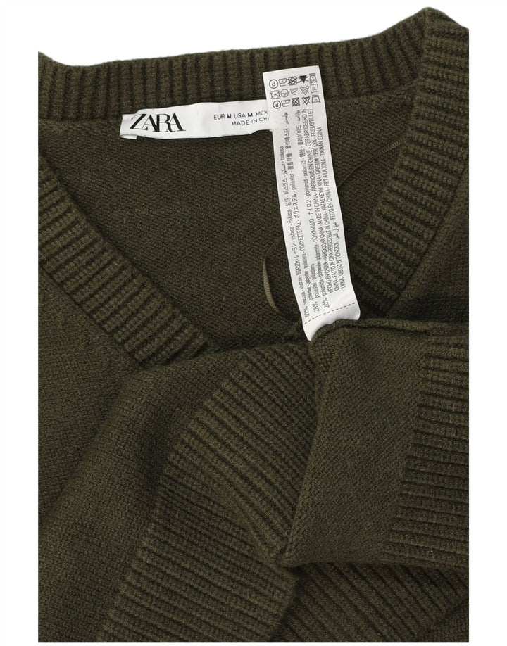 Maglione corto da donna Zara UK 12 Viscosa verde medio