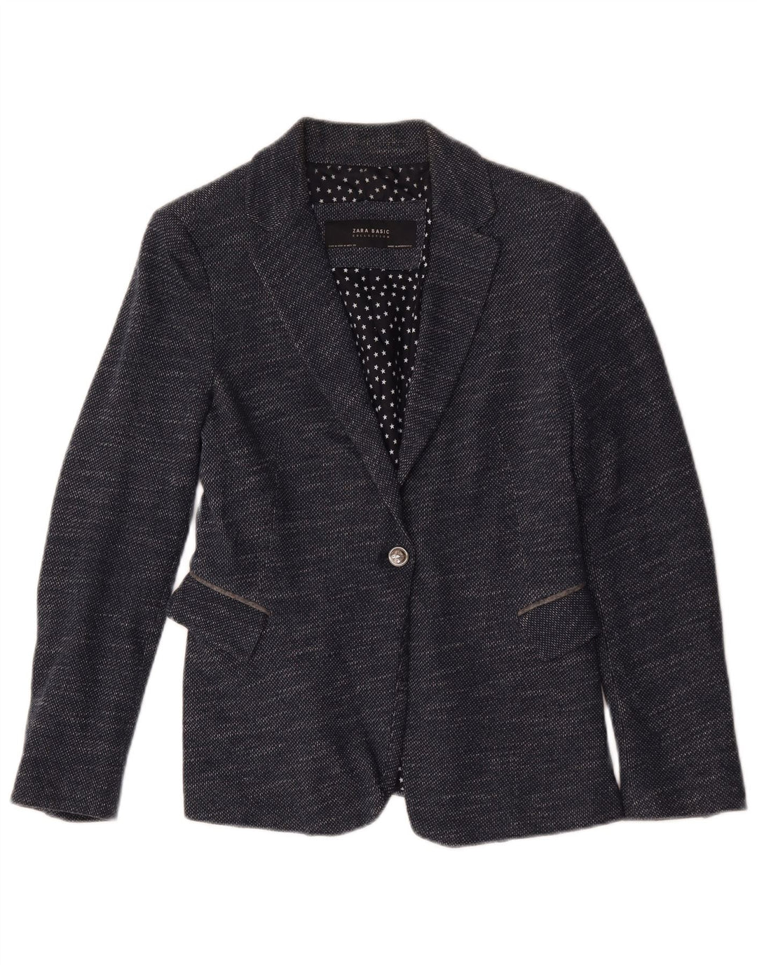 Giacca blazer da donna a 1 bottone Zara UK 12 medio blu navy screziato