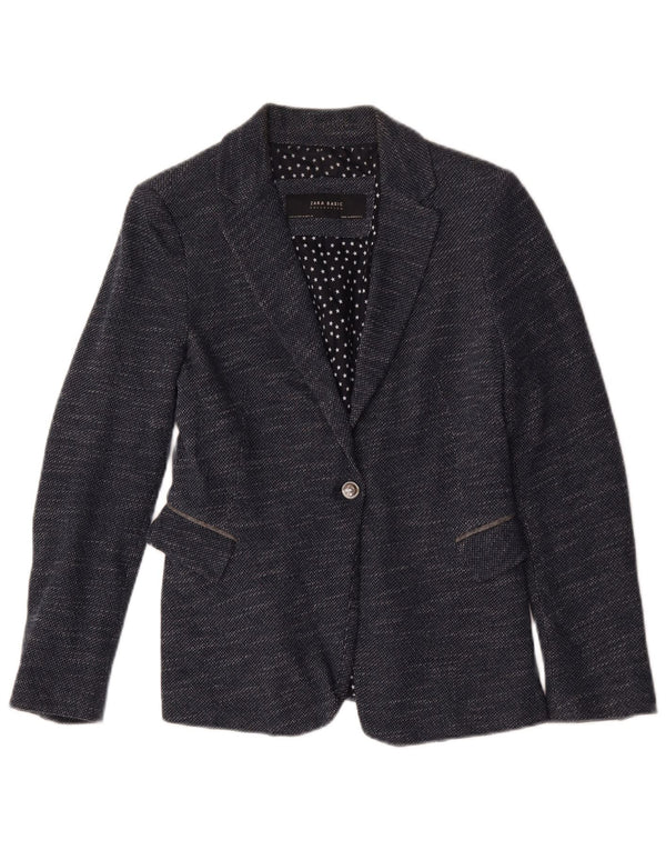 Giacca blazer da donna a 1 bottone Zara UK 12 medio blu navy screziato