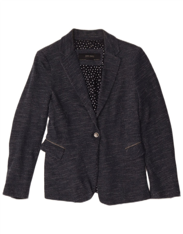Giacca blazer da donna a 1 bottone Zara UK 12 medio blu navy screziato