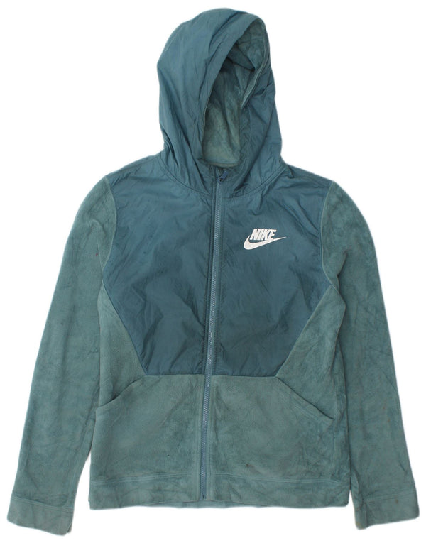 Giacca in pile con cappuccio Nike da donna UK 18 XL poliestere blu