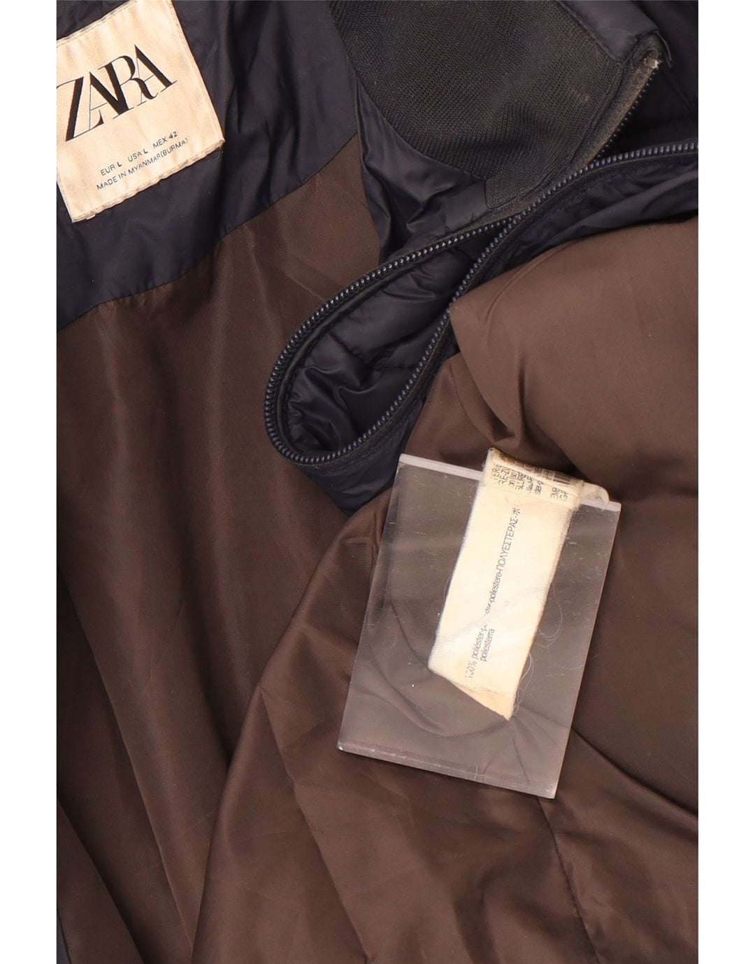Gilet imbottito da uomo Zara UK 40 grande in poliestere blu navy