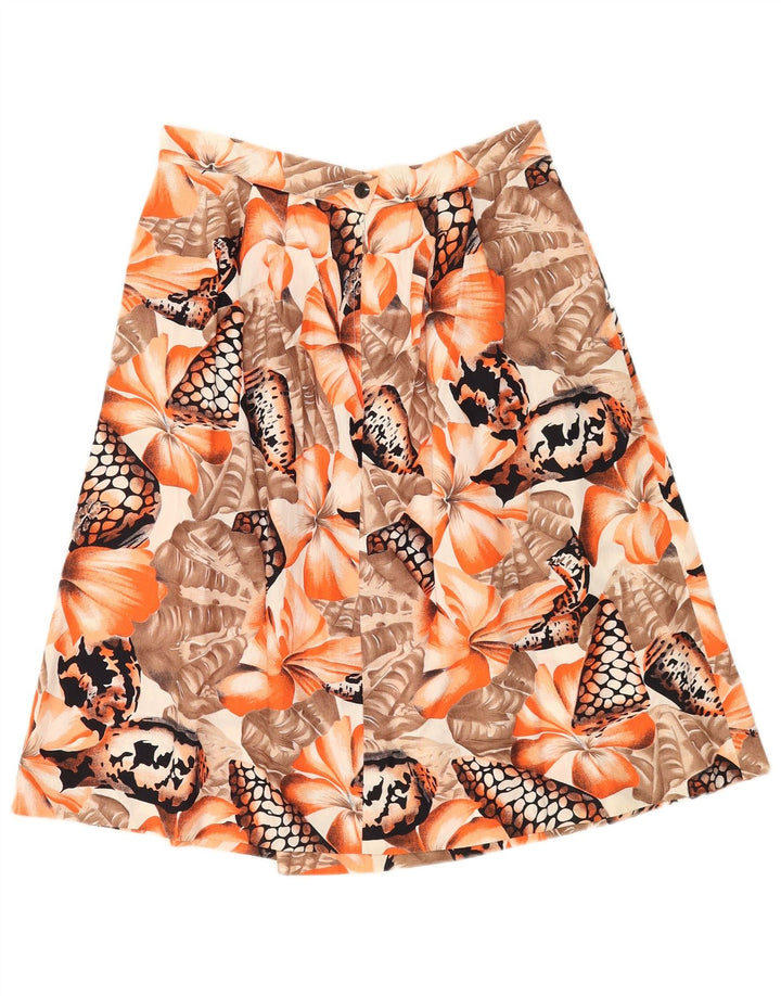 Gonna a trapezio da donna vintage W30 floreale arancione medio