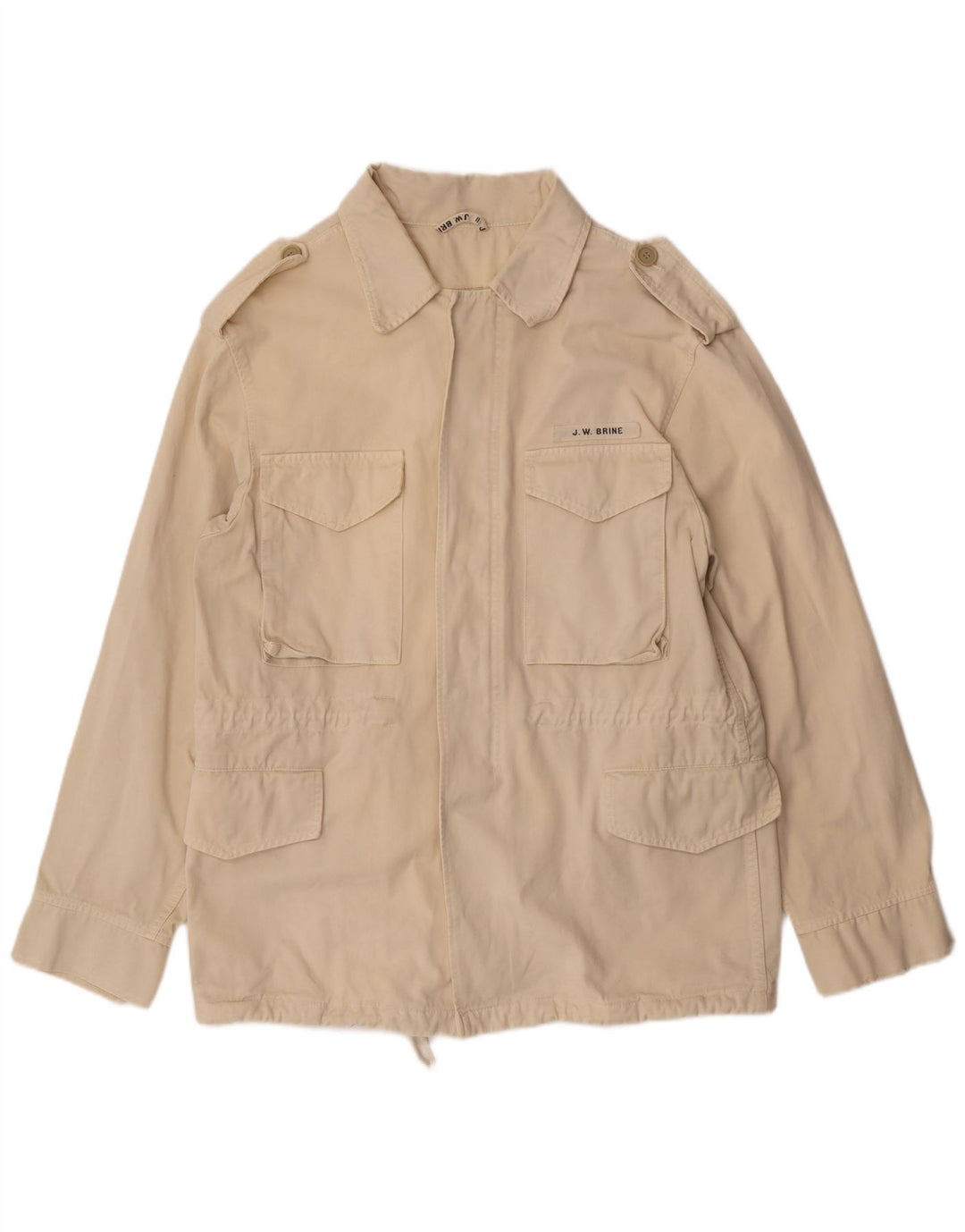 Giacca militare da uomo VINTAGE UK 36 piccola in cotone beige