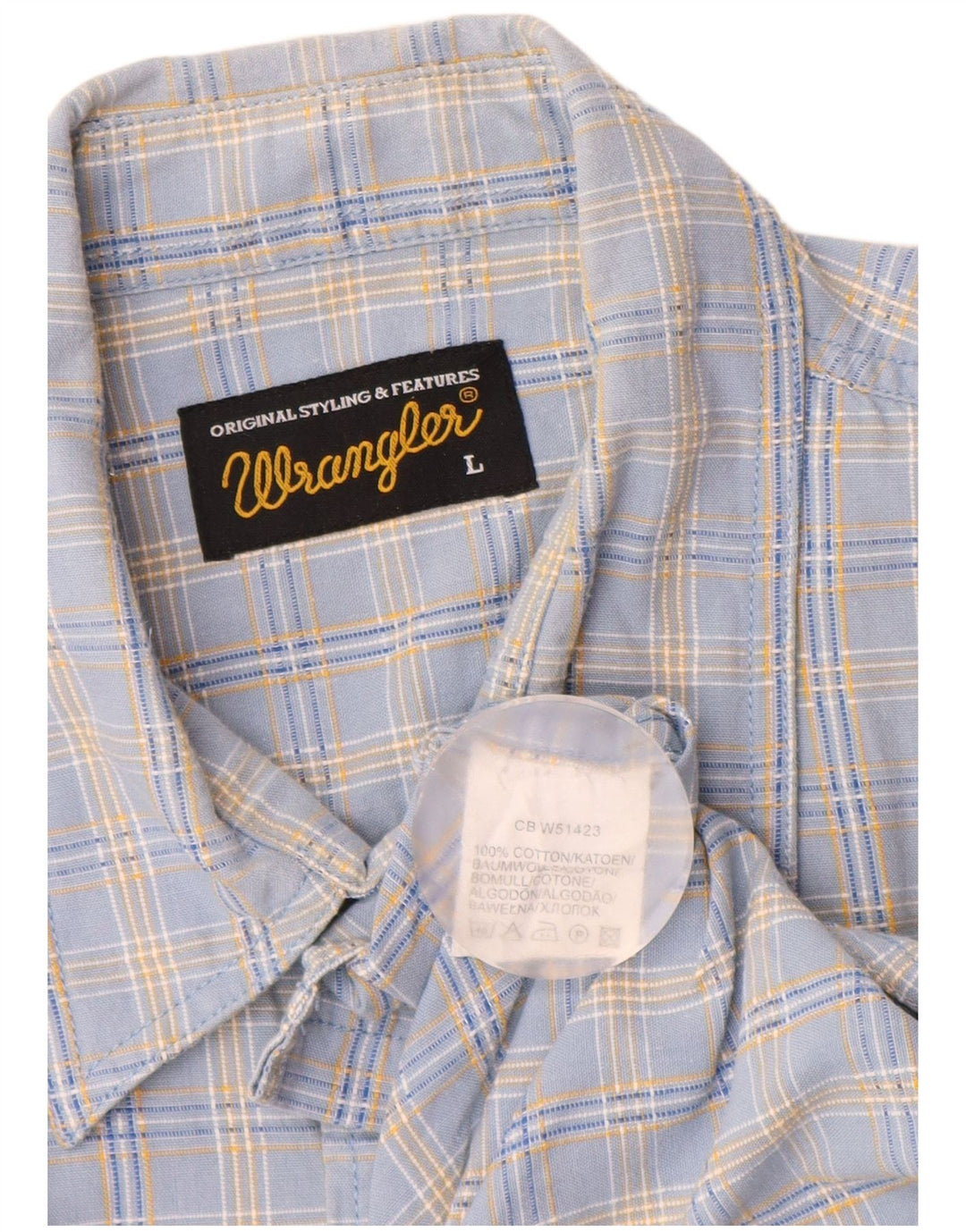 WRANGLER Camicia a maniche corte da uomo in cotone a quadri blu grandi