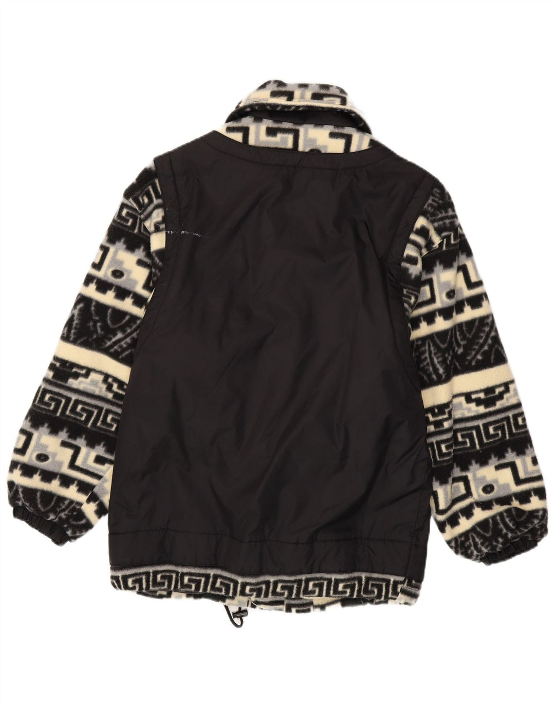 VINTAGE Mens Fleece Jacket UK 42 XL Black Fair Isle Polyester