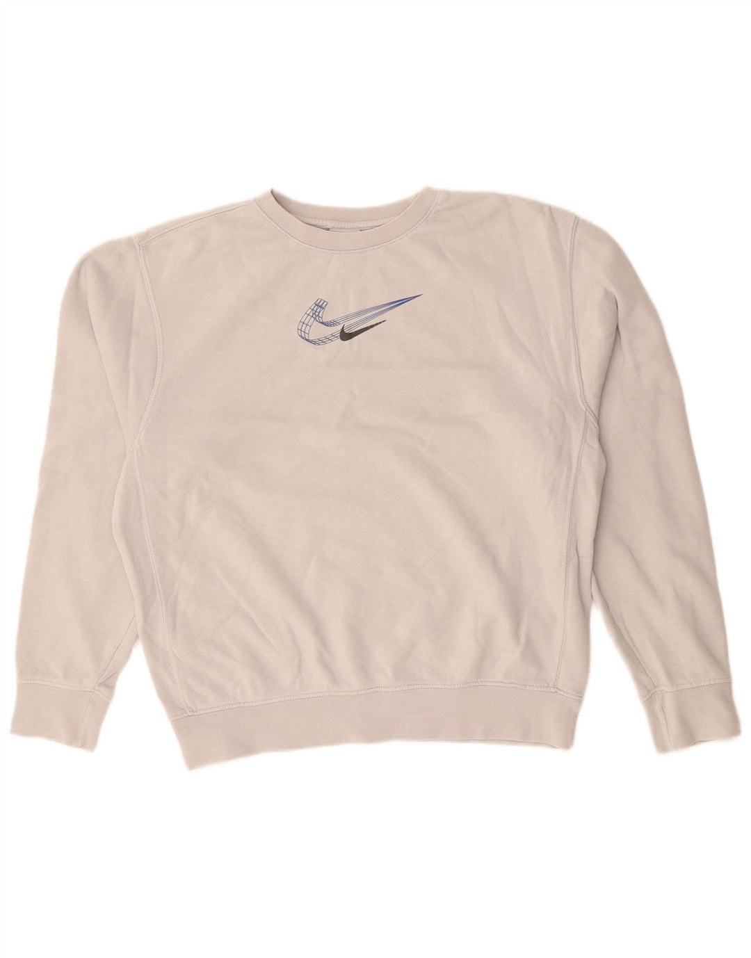 Felpa da donna NIKE maglione UK 8 piccolo cotone grigio
