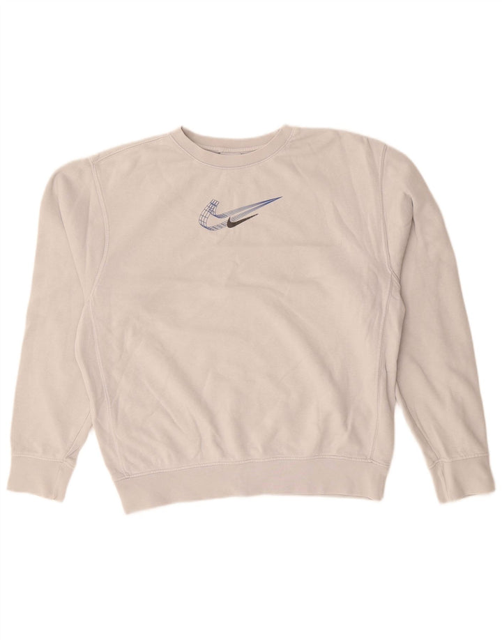 Felpa da donna NIKE maglione UK 8 piccolo cotone grigio