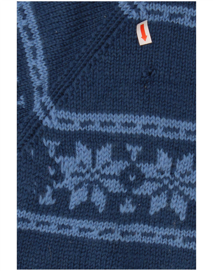 Maglione da donna VINTAGE con scollo a barca UK 12 Medio Blu navy Fair Isle