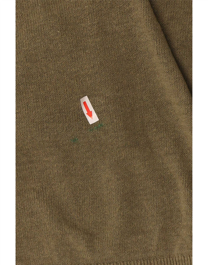 Maglione maglione girocollo da donna Zara UK 14 cotone kaki medio