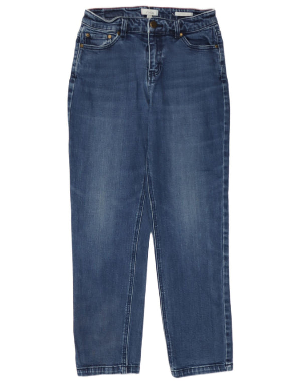 Jeans dritti corti da donna Joules UK 10 piccoli W27 L26 cotone blu
