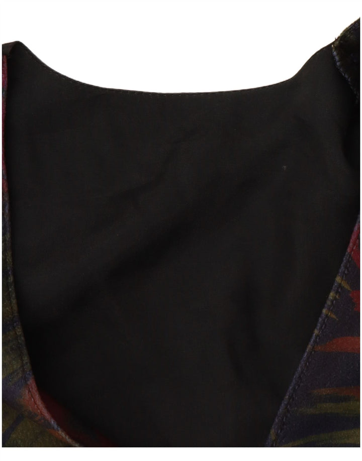 Gilet da donna VINTAGE UK 12 medio blu navy floreale